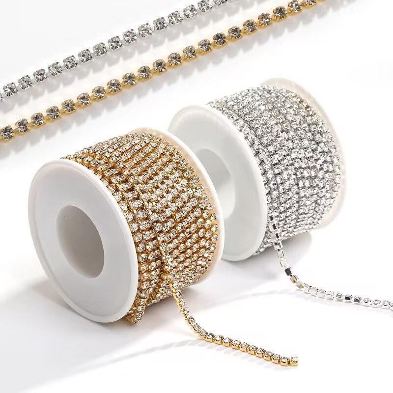 多规格水钻爪链密链金银底链条发饰服饰配饰diy镶钻单排链条,淘宝优惠券,粉丝福利购,淘宝优惠卷