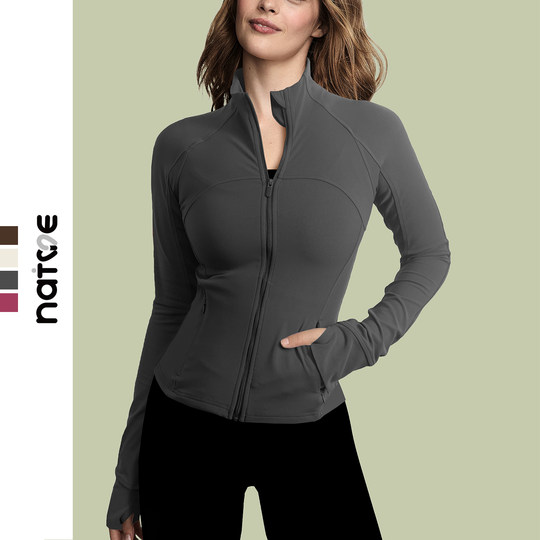 显瘦外套修身拉链夹克外套跑步弹力外套显瘦速干衣春秋弹力健身衣