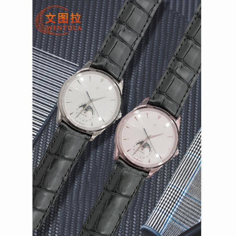 适用原厂牛皮表带积家弧形表带真皮表带Q1368420小丑超薄大师 - 图0