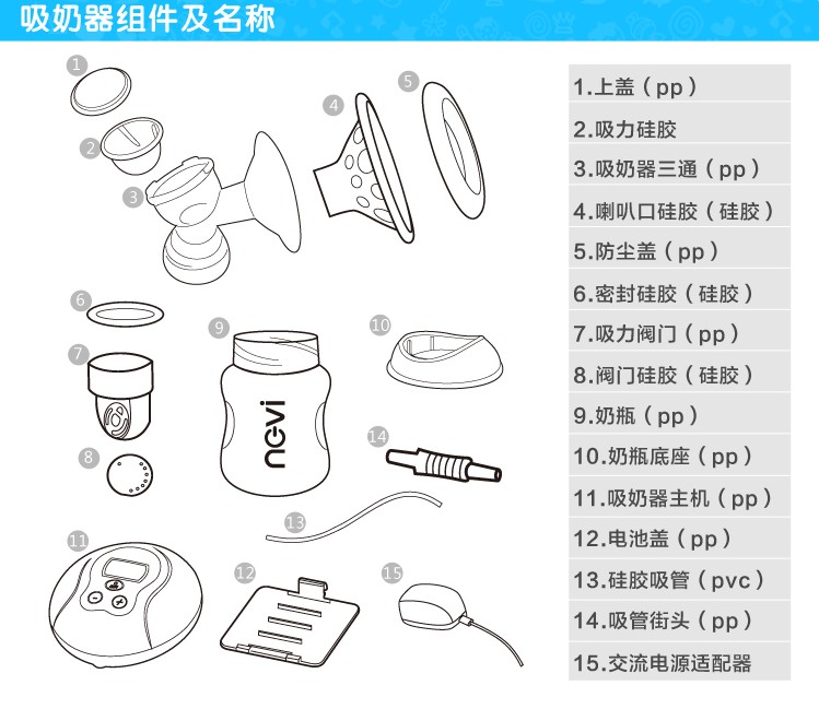 新贝原装鲁西娜电动吸奶器配件吸力硅胶三通阀门奶瓶奶嘴导管8615 - 图0