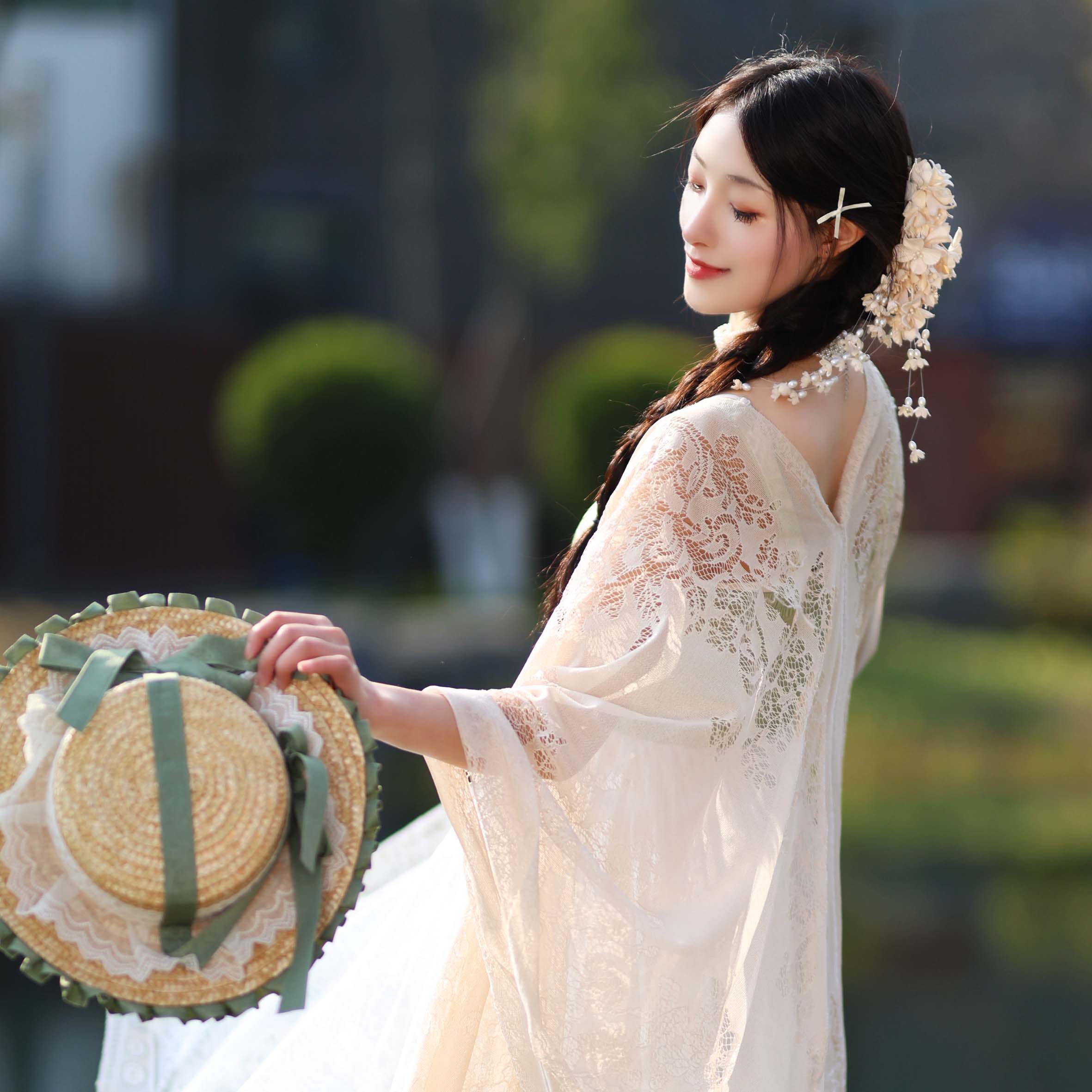 听月小筑【草间意】原创女春秋百搭蕾丝衬裙内搭连衣裙国风新中式