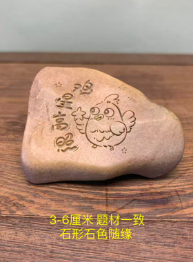 新疆原石头定制刻字十二生肖雕刻摆件鱼缸工艺品礼品天然奇石泥石