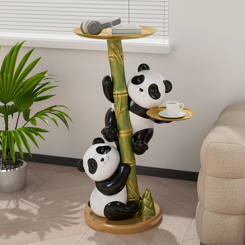 轻奢熊猫摆件创意客厅大型落地收纳沙发电视柜高级感乔迁新居礼品,淘宝优惠券,粉丝福利购,淘宝优惠卷
