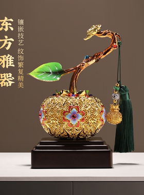 新中式柿柿如意铜摆件新居礼物