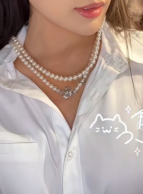 bvminc 对B十字花珍珠长项链 毛衣链 通体纯银材质S925银