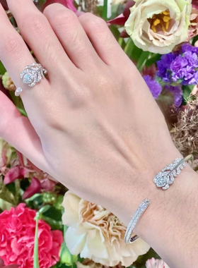 bvminc 925银羽毛满钻开口手镯 奢华高级贵气