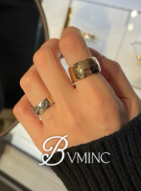 bvminc 菱格纹超宽戒指 宽版光面戒指