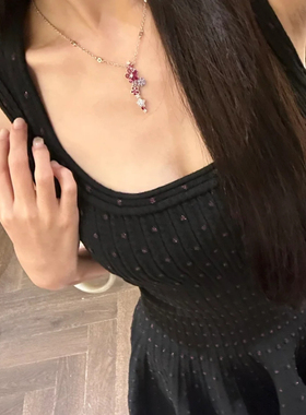 bvminc 日杂同款彩钻流苏项链高级感繁花项链