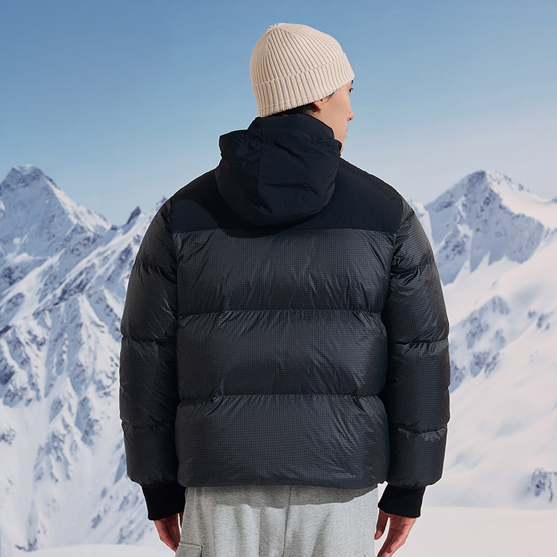 outdoor products 秋冬新款男式保暖加厚拼接纹理户外休闲羽绒服