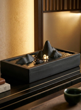 中式山水沙漏桌面摆件创意工艺品