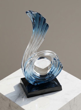 现代轻奢透明玻璃抽象造型摆件