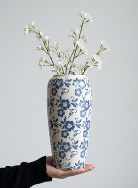新中式青花瓷碎花花瓶摆件