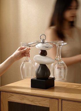 现代轻奢金属玻璃酒杯架摆件