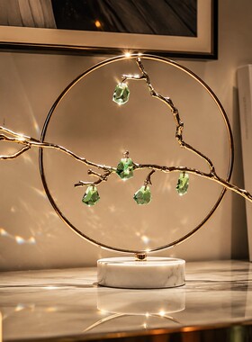 现代轻奢金色线条绿切面圆环吊饰