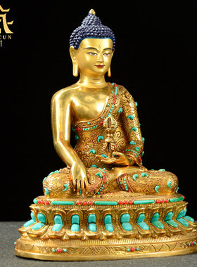 藏村镶嵌绿松石铜像7/10/15寸