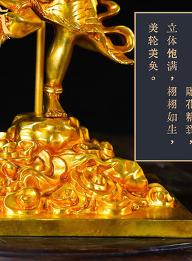 客厅玄关铜器摆件铜鎏金雕花雕像