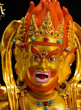 家用桌面铜鎏金雕花铜像工艺摆件