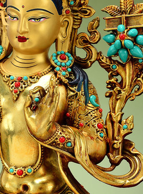 带彩珠鎏金铜鎏金雕像室内家用