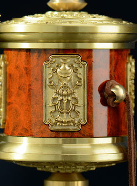 藏村彩绘迷你手摇转筒装饰品摆件