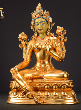 藏村铜鎏金藏式客厅铜器雕像摆件