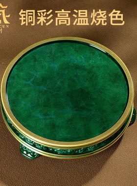 藏村铜彩烧色香薰炉底座中式家用