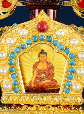 雕花宝塔佛塔嘎当塔彩珠摆件