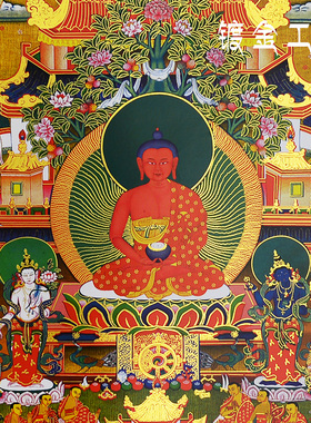 藏村西方蓝色富贵花120cm唐卡