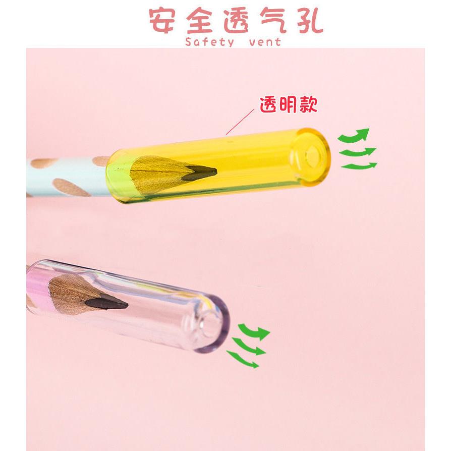 透明铅笔笔帽小学生笔尖保护套三角六角杆笔套儿童学习文具用品 - 图1