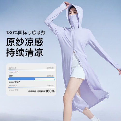 【昆凌同款】茉寻长款防晒衣冰钛原纱女夏户外全身防护新长袍风衣 - 图2