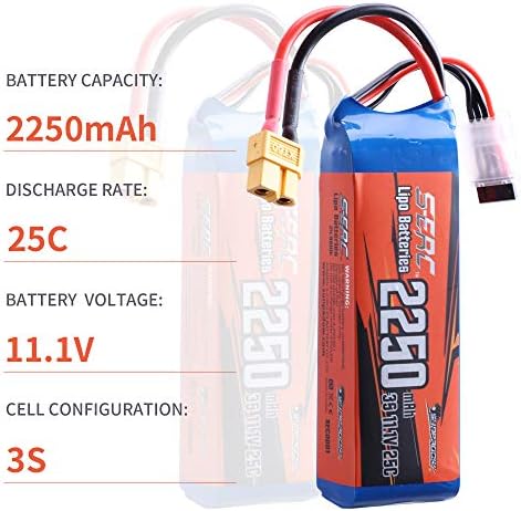 SUNPADOW 3S 11.1V Lipo Battery 25C 2250mAh with XT60 Plug fo - 图0