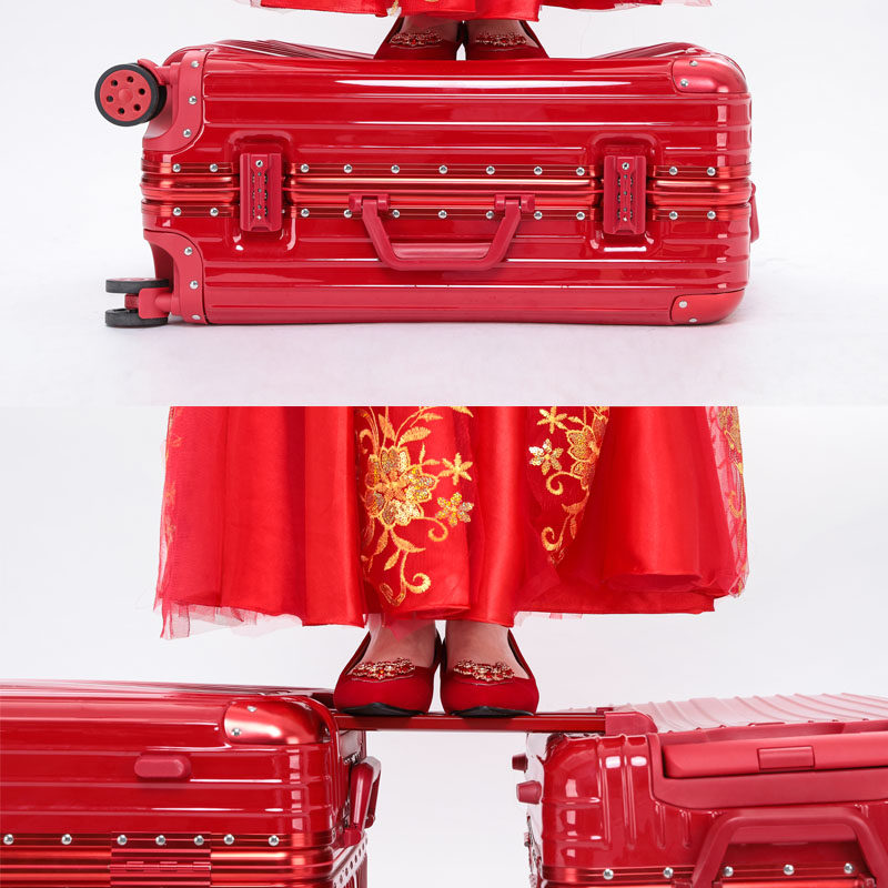 结婚陪嫁大红色新娘婚礼女拉杆箱子 独印旅行箱