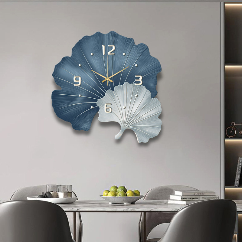 银杏叶钟表装饰画2026新款客厅挂钟壁画挂墙高级感餐厅画时钟挂画,淘宝优惠券,粉丝福利购,淘宝优惠卷