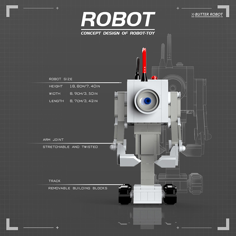BuildMOC创意拼搭系列黄油机器人模型摆件中国拼插拼装积木玩具 - 图1