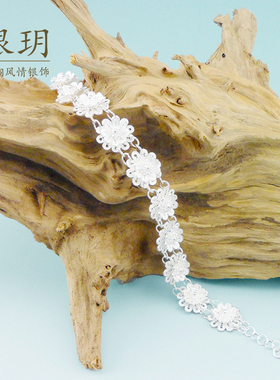 纯银独特拉花食用国库民族风手链