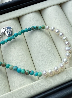 极光无瑕小点位天然珍珠绿松石项链