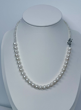 冷白强光正圆无核Baby珠天然淡水珍珠项链混搭叠戴