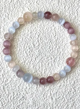 猫眼石蝶手链马卡龙新中式手串寻显白女雾串珠复古精致」花草莓「