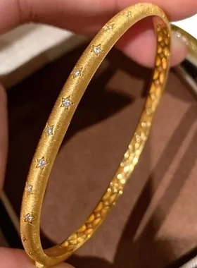 重工拉丝法式镶嵌轻奢宫廷风手镯高级闪钻奢华气质复古手环满天星