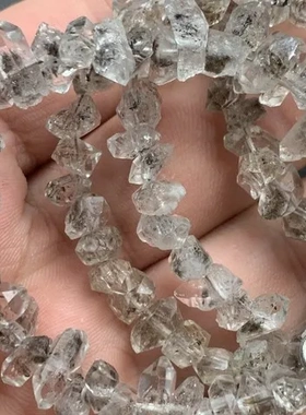 闪灵天然双手串圆珠原石手链饰品闪灵钻尖头巴基斯坦油黑黄胆