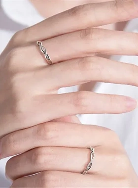 交织对戒新品男女求婚戒指简约镀银时尚桃姐一对个性设计