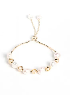 手作手链不规则白色学院风送妈妈原创淡水送女友珍珠巴度生日礼物