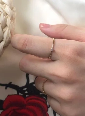 戒指合集锆石基础款女可水洗简约包金14k首饰时尚戒尺不易褪色
