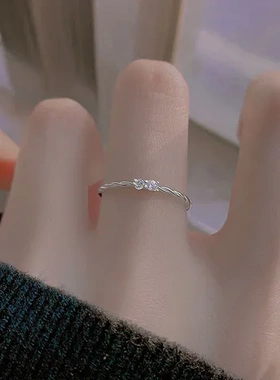 设计女高级感戒指细款小众麻花扭结蝴蝶结食指戒开口戒轻奢