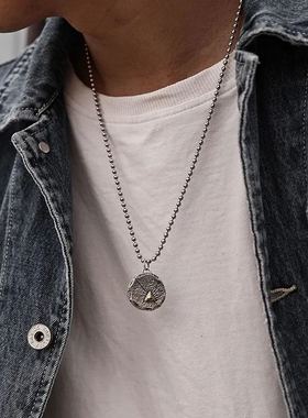 上帝之眼项链男士款纯银潮百搭复古高级感小众圆牌配饰吊坠送礼物