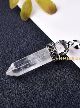 天然白水晶项链紫水晶吊坠时尚粉晶虎眼石子弹头灵摆个性饰品女