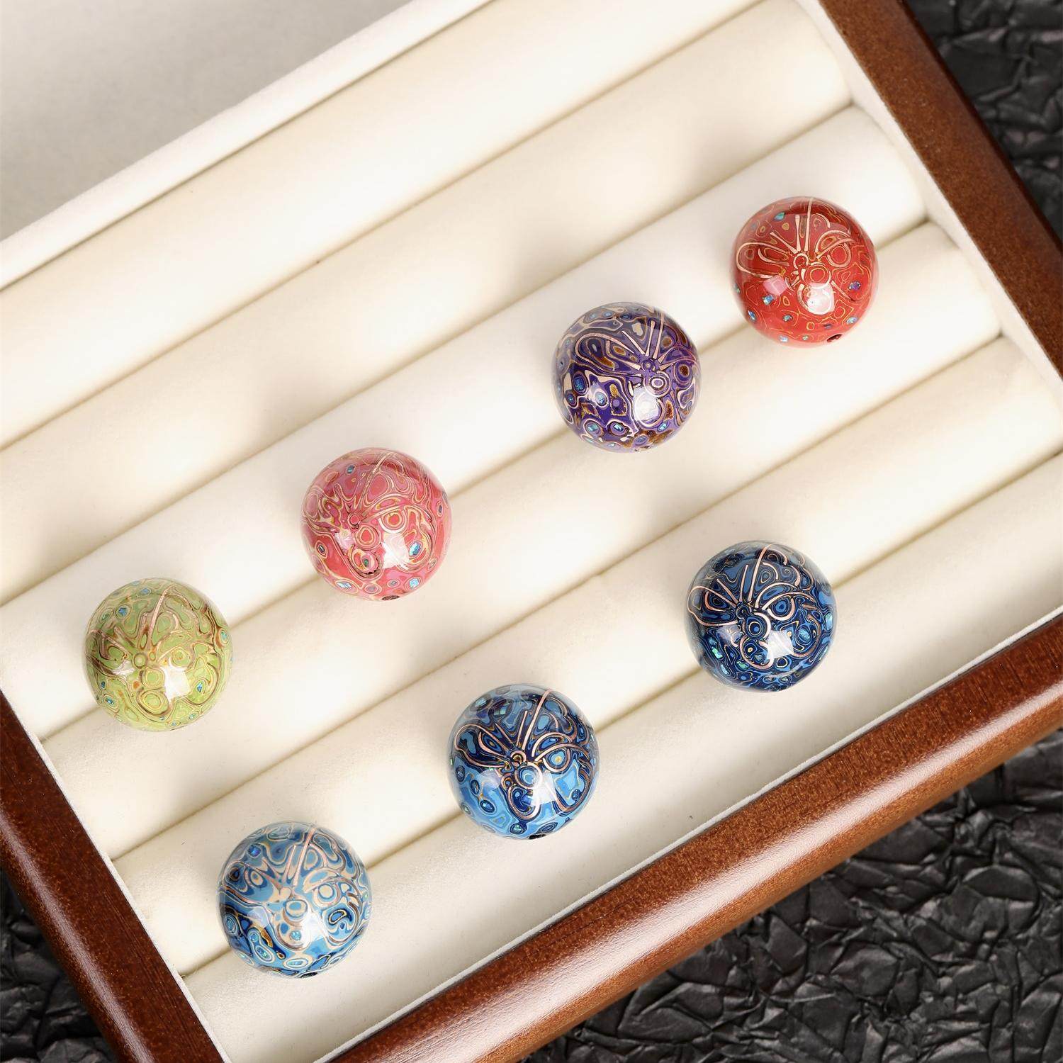 非遗手工大漆单珠镶嵌欧珀20mm银丝铜丝配饰大漆手串配珠DIY国风,淘宝优惠券,粉丝福利购,淘宝优惠卷