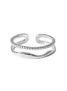 小众开口戒戒指双层女可调节食指戒高级感轻奢指环设计素圈