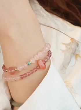 寓意闺蜜紫色轻奢设计手串爆款薰衣好运上岸叠戴手链双圈女