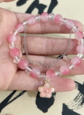 手链手工串珠饰品设计新款流苏小众来信2023春日樱花桃花