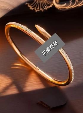 时尚个性钉子手镯微镶锆石高级感不掉色钛钢手环女士气质饰品